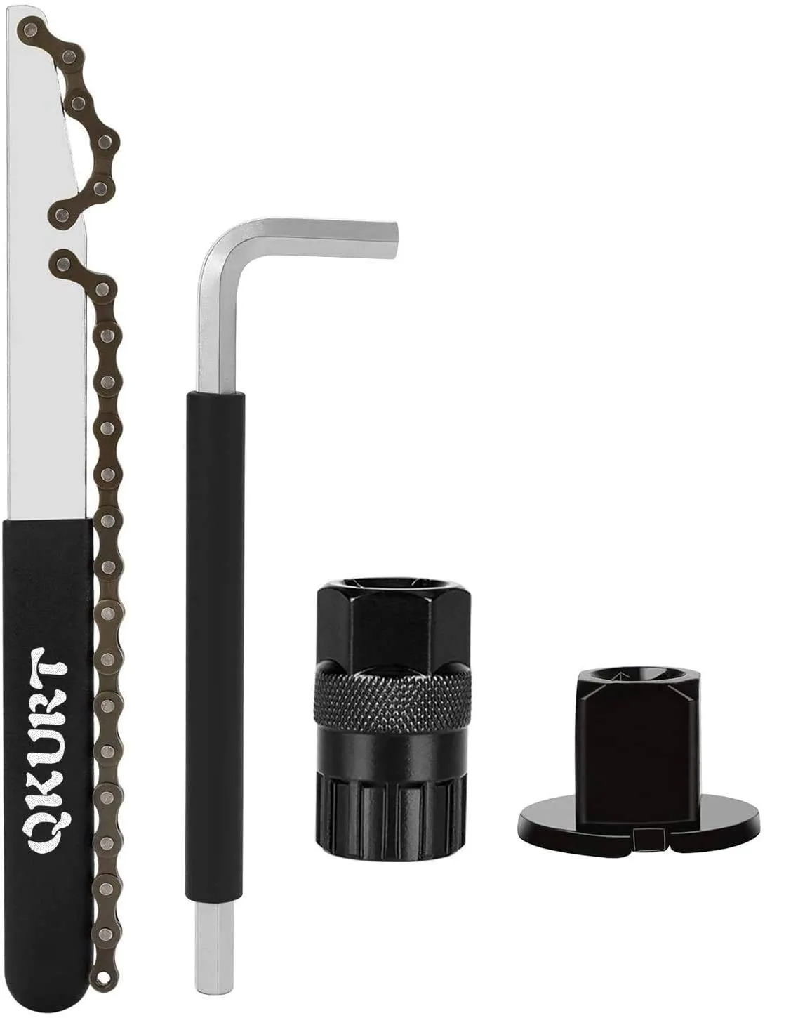 Chain Whip Tool Kit for Bicycle Cassette Removal - Includes Wrench, Lockring Tool & Sprocket Remover - Black