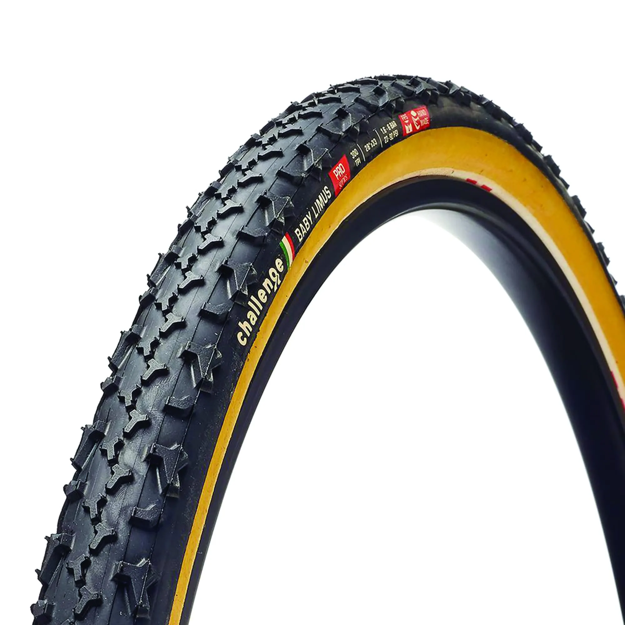 Challenge Baby Limus 700c Tubular Bicycle Tire - Black/Tan - 700 x 33, Genuine OEM Quality