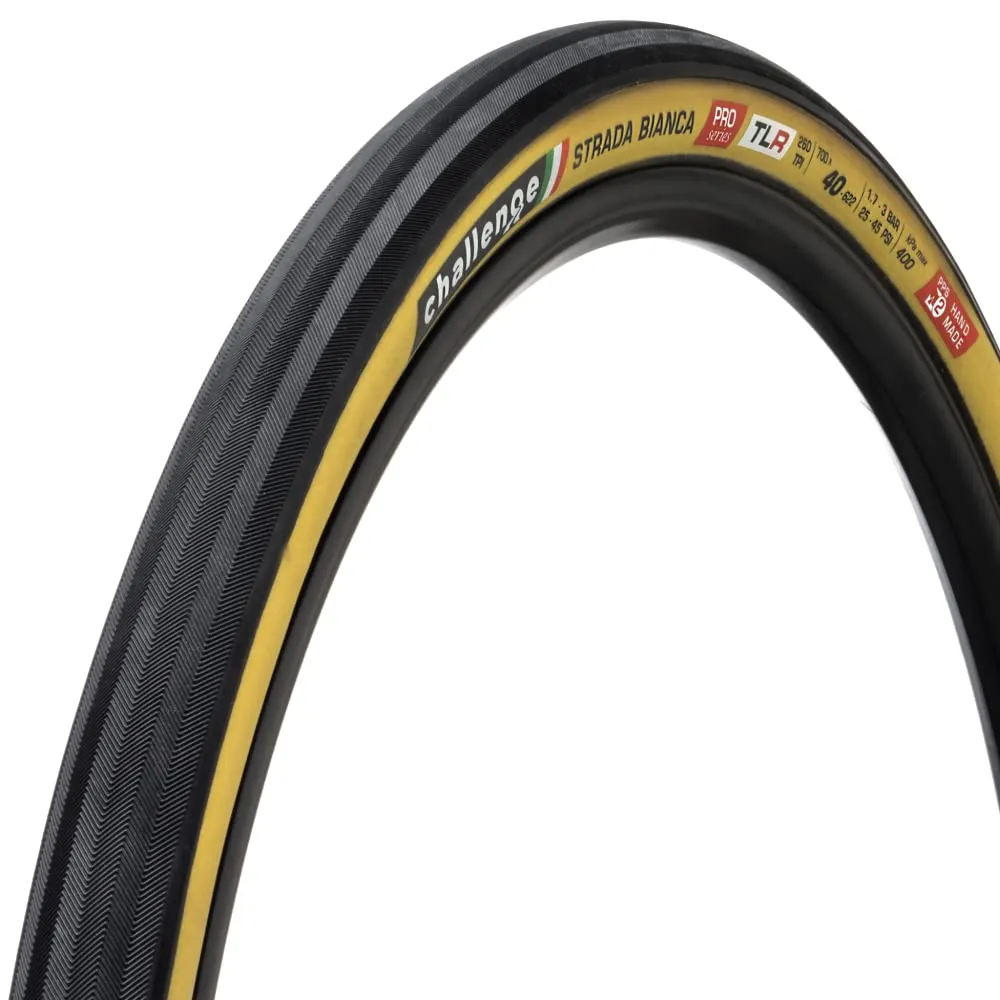 Challenge Strada Bianca TLR Tire 700x40C Folding Tubeless Ready Natural SuperPoly Tanwall 260TPI