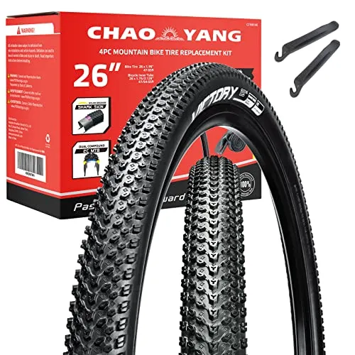 Chao YANG 26'×1.95 Mountain Bike Tire Kit - Dual Compound, Puncture Protection, 2-Pack, Durable