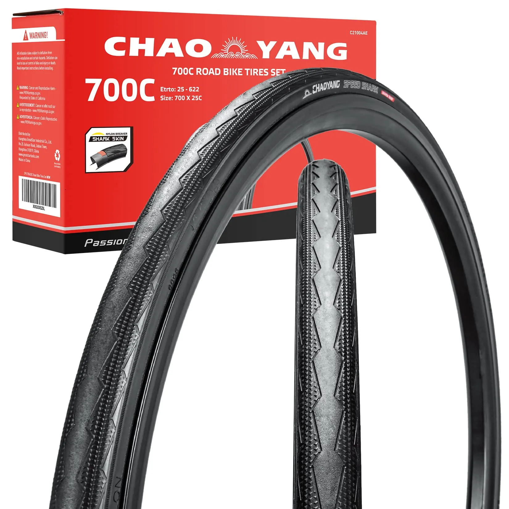 Chao YANG 700x25C Urban Bicycle Tire Set with Double Tread Puncture Protection - 2-Piece Set