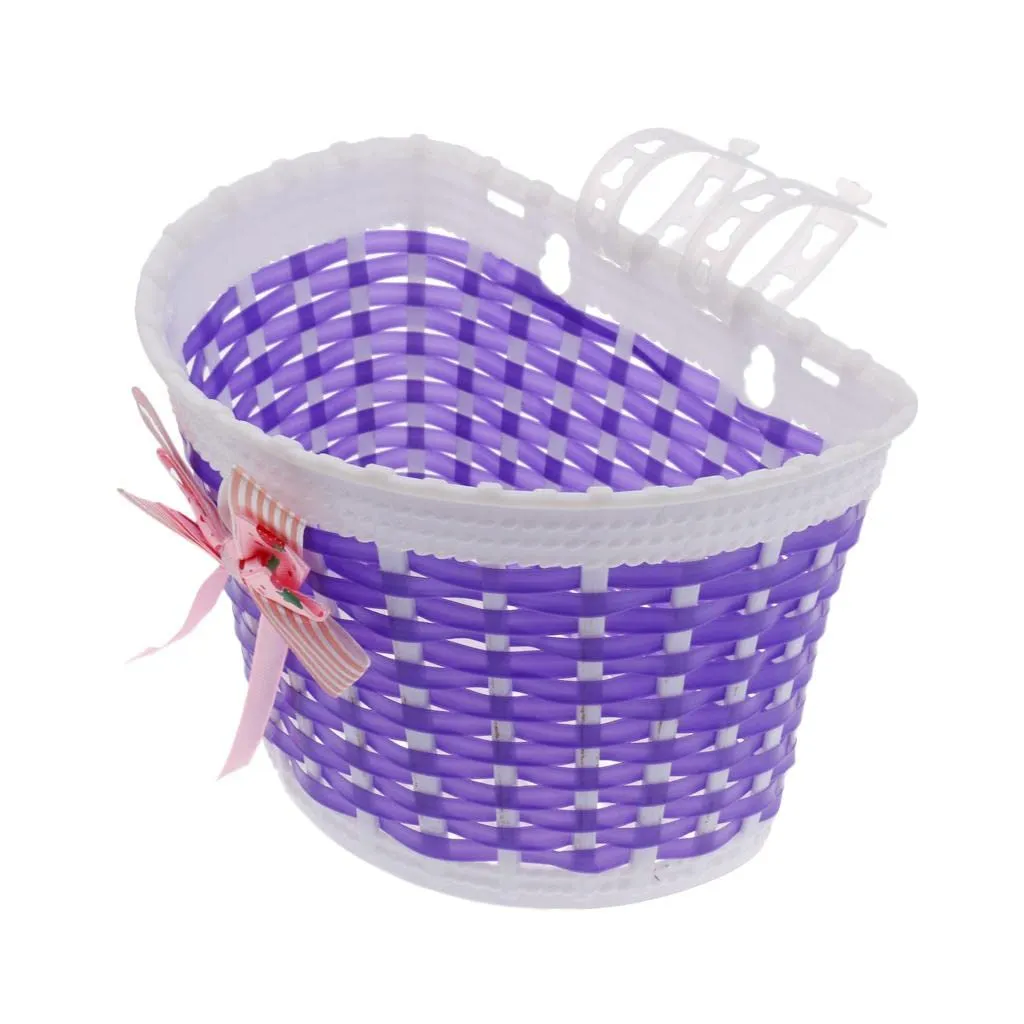 Children's Purple Bike Basket with Bow