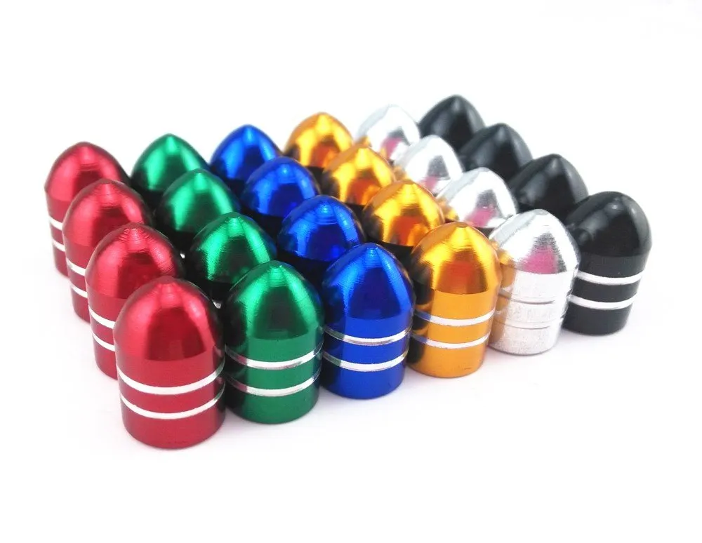 Colorful 24pcs Bullet Aluminum Bicycle Tire Valve Caps - Easy Install Schrader Valve Covers