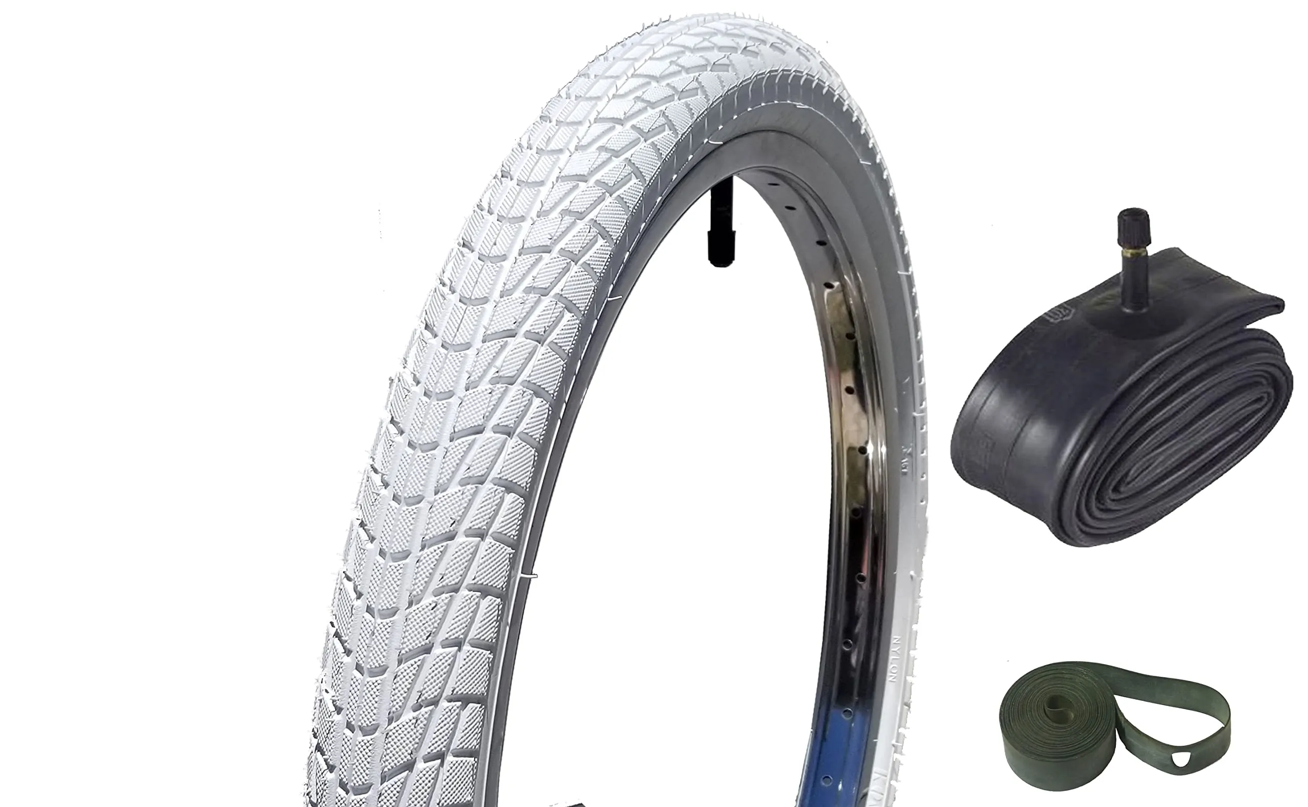 COMBO PACK - 20'x1.95' Bike Tire, Tube & Rim Strip Bundle - Kenda Kontact K841, Select Color & Pack