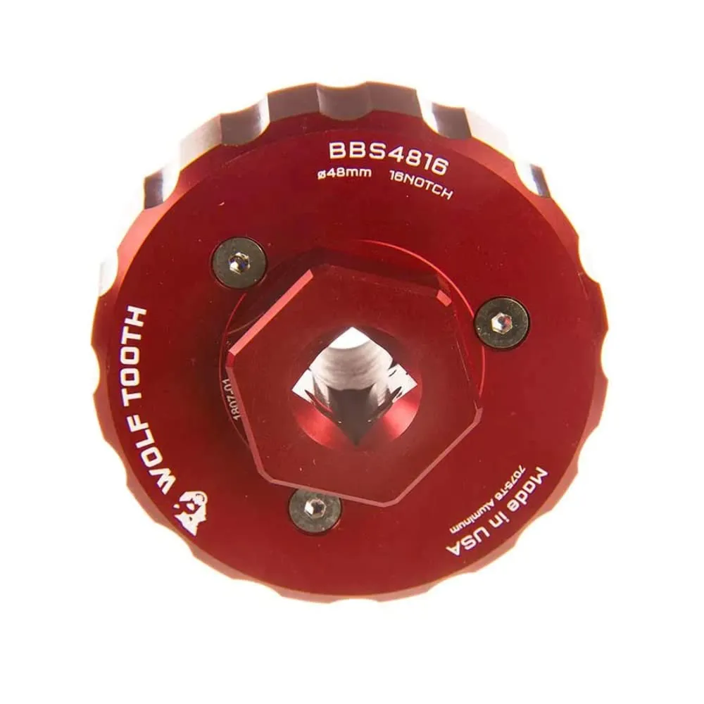 Components Bottom Bracket Tool Red, 16 Notch 48Mm - Wolf Tooth, CNC Machined Aluminum, Cycling