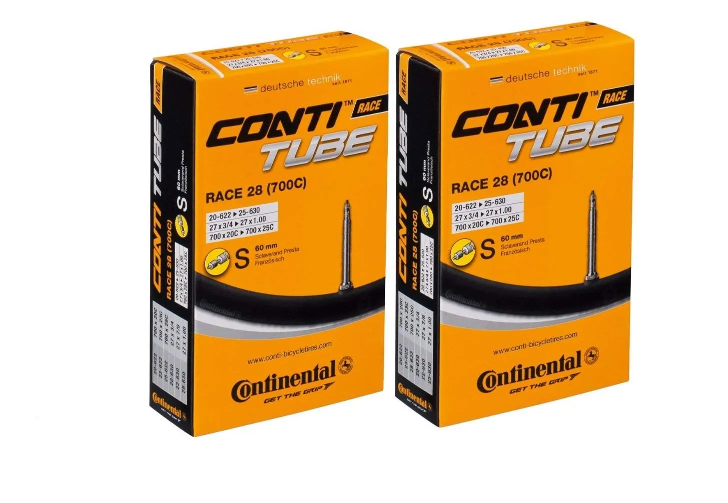 Continental 42MM / 60MM Presta Valve Bicycle Tube Pack of 2 - Premium Quality 700 x 18-25 Size