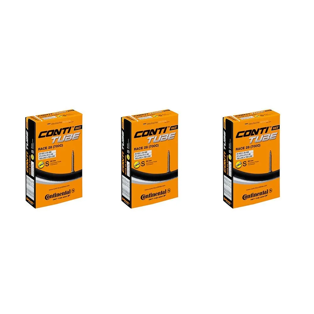 Continental Bicycle Tubes Race 28 700x20-25 S60 Presta Valve 60mm - 3-in-1 Value Pack