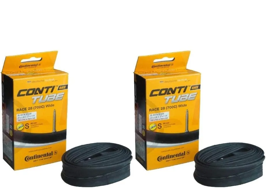 Continental Bicycle Tubes S60 Presta Valve 60mm Twin Pack - Durable & Lightweight MTB Tubes