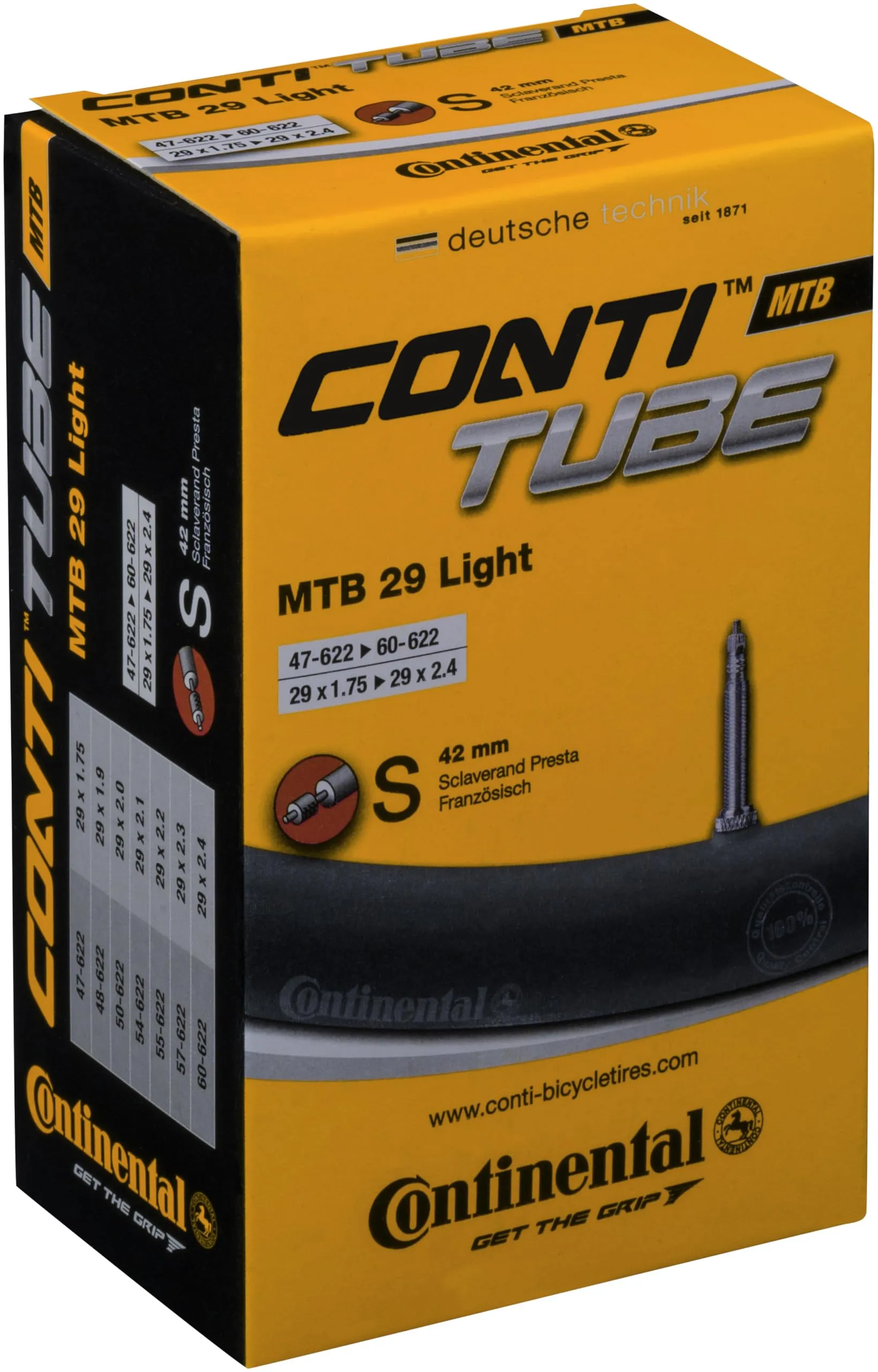 Continental Conti Tube MTB 28/29 Light Butyl Bicycle Tube - Presta Valve 42mm for Optimal Performance