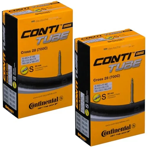Continental Cross 28 700 x 32-47c Bike Inner Tubes - Presta 60mm Long Valve Pair, Black