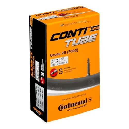 Continental Cross 28 (700c) x 32/42C Presta Valve Inner Tube - Black, Puncture Resistant, Premium Quality