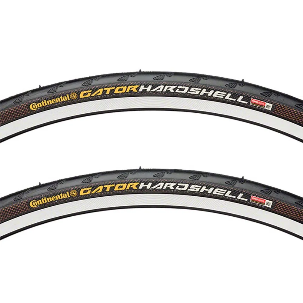 Continental Gator Hardshell Tire PAIR 27x1-1/4 Black DuraSkin for Road Bikes - High Mileage & Protection