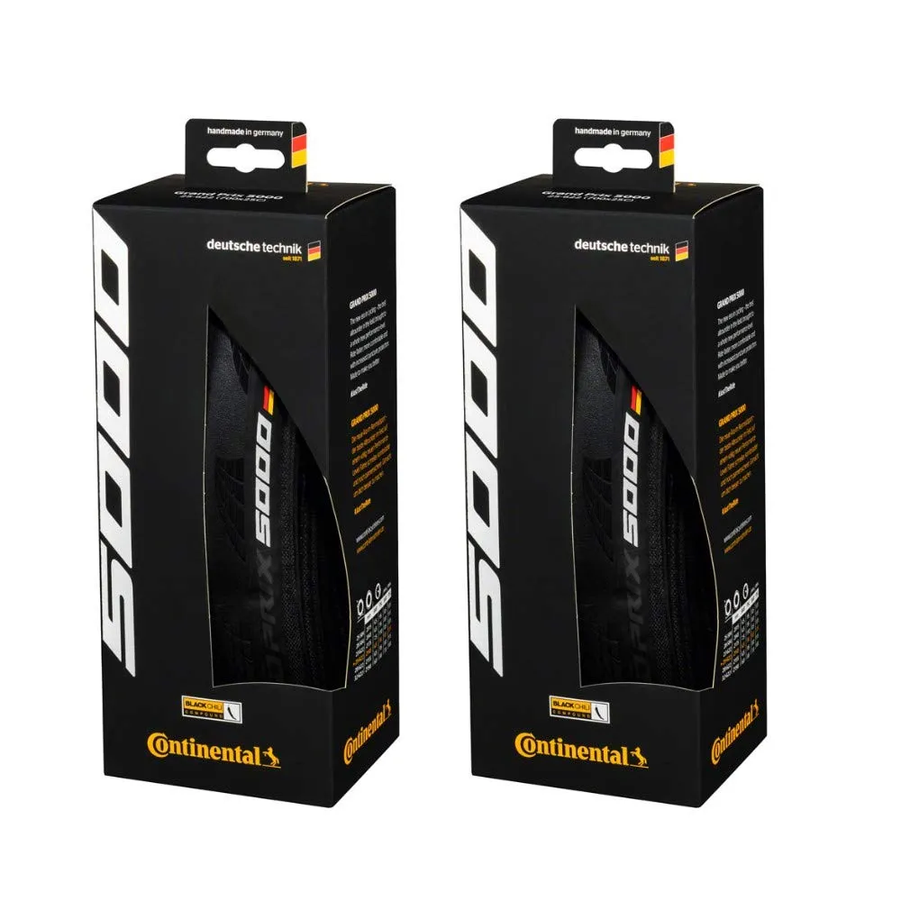 Continental GP 5000 Folding Racing Bike Tires, 700x28C, Black, Set of 2 for Enhanced Performance