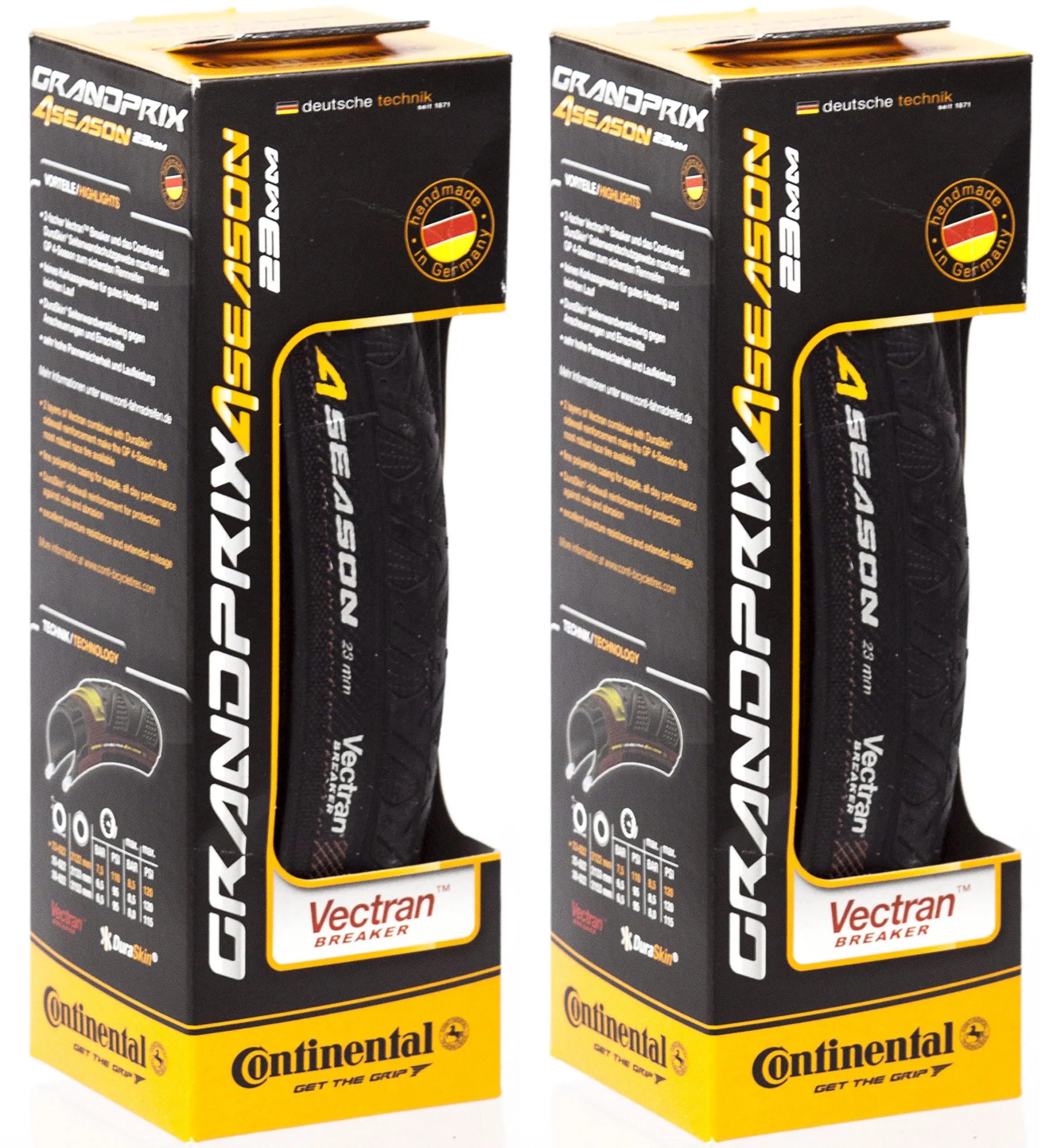 Continental Grand Prix 4-Season Folding Clincher Tires, 700x23c, Set of 2, Puncture Protection