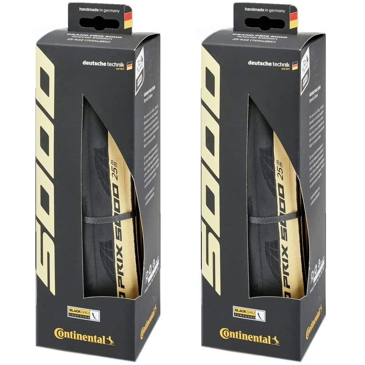 Continental Grand Prix 5000 Folding Tires 700x25c Black Cream - Superior Performance Pair
