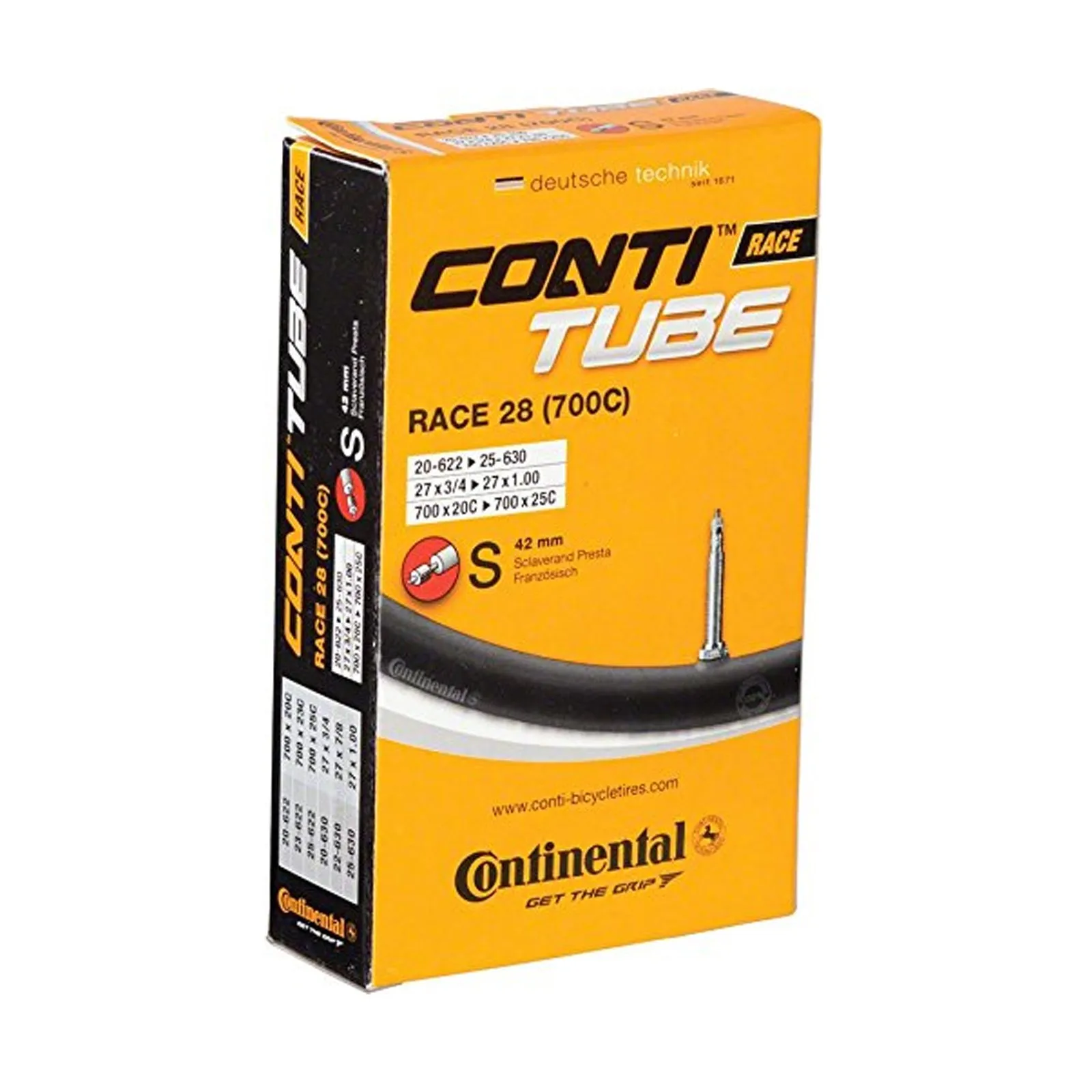 Continental Race 28 700 x 18-23c Road Bike Inner Tube - Presta 42mm Long Valve for Deep Wheels