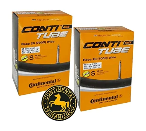 Continental Race 28' Inner Tubes 700x25-32c with 60mm Presta Valve - Pack of 2 & Conti Sticker