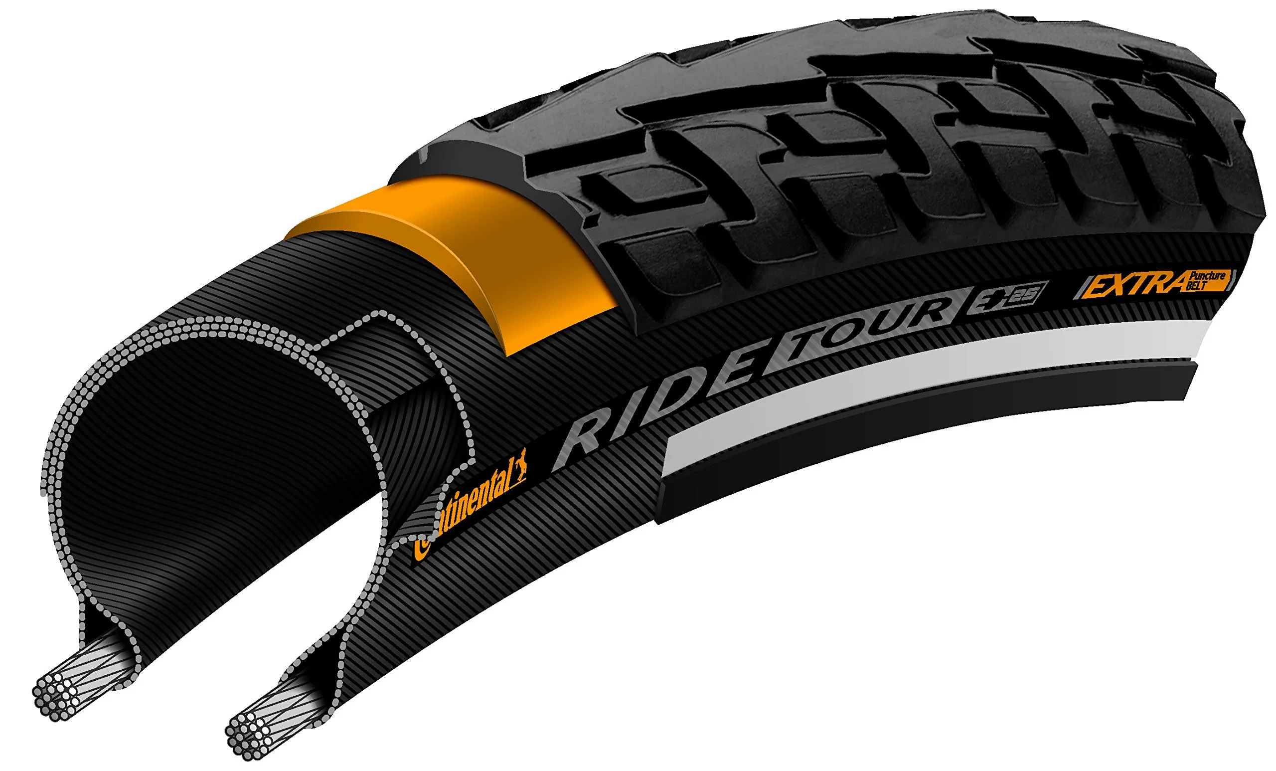 Continental Ride Tour Cross/Hybrid Bicycle Tire - Black 700 x 28C with Puncture Protection