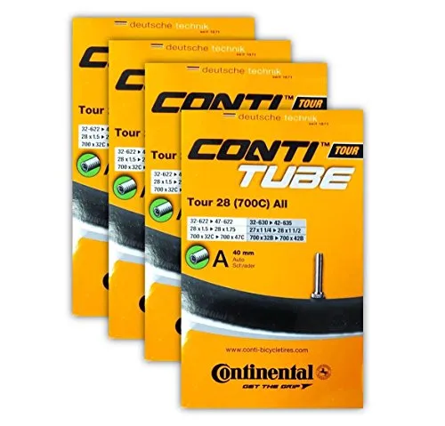 Continental Tour 28 Inner Tubes, 700x32-47mm, 40mm Schrader Valve, 4 Pack - Durable Butyl Rubber