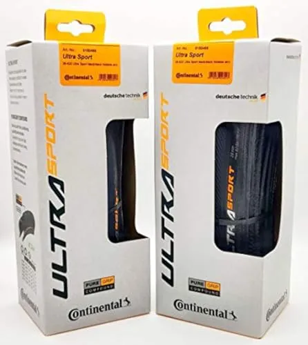 Continental Ultra Sport III 700x28 Black/Black Folding Tires - Pair of 2 for Superior Performance