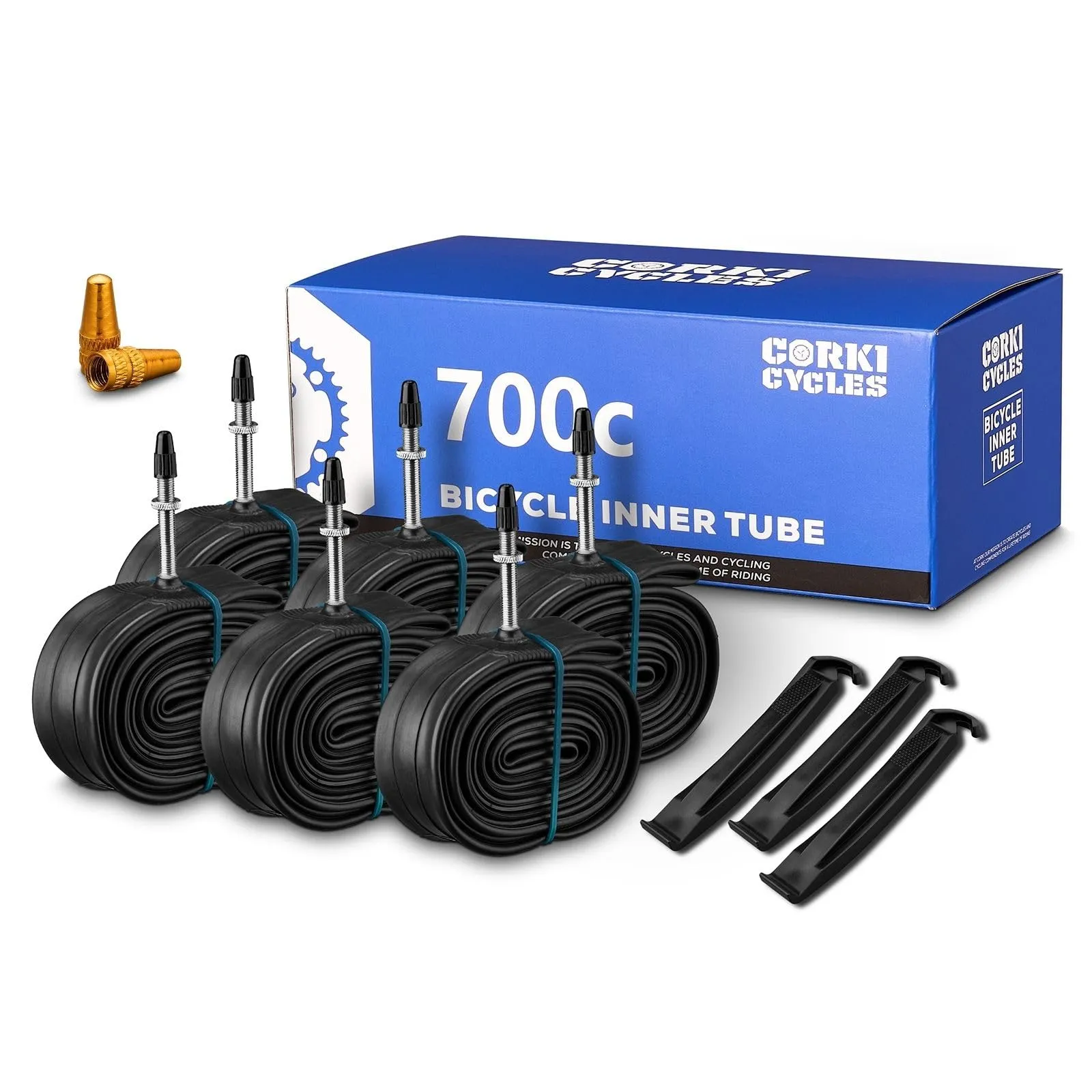 Corki Cycles 700c Road Bike Tubes 23C 24C 25C 28C 30C Presta Valve 48mm/60mm - 6 Pack