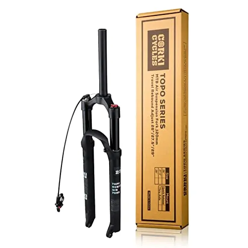 Corki Cycles Air Suspension Mountain Bike Fork 120mm Travel - 26/27.5/29 Inches, QR 9mm