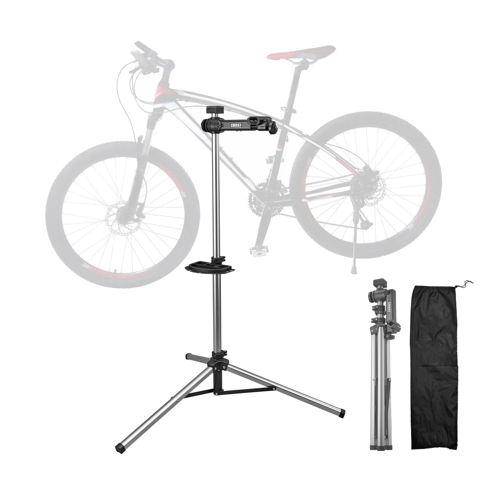 Corki Cycles Bicycle Repair Stand - Max 38Kg - Adjustable Height & Secure Clamping for Easy Maintenance