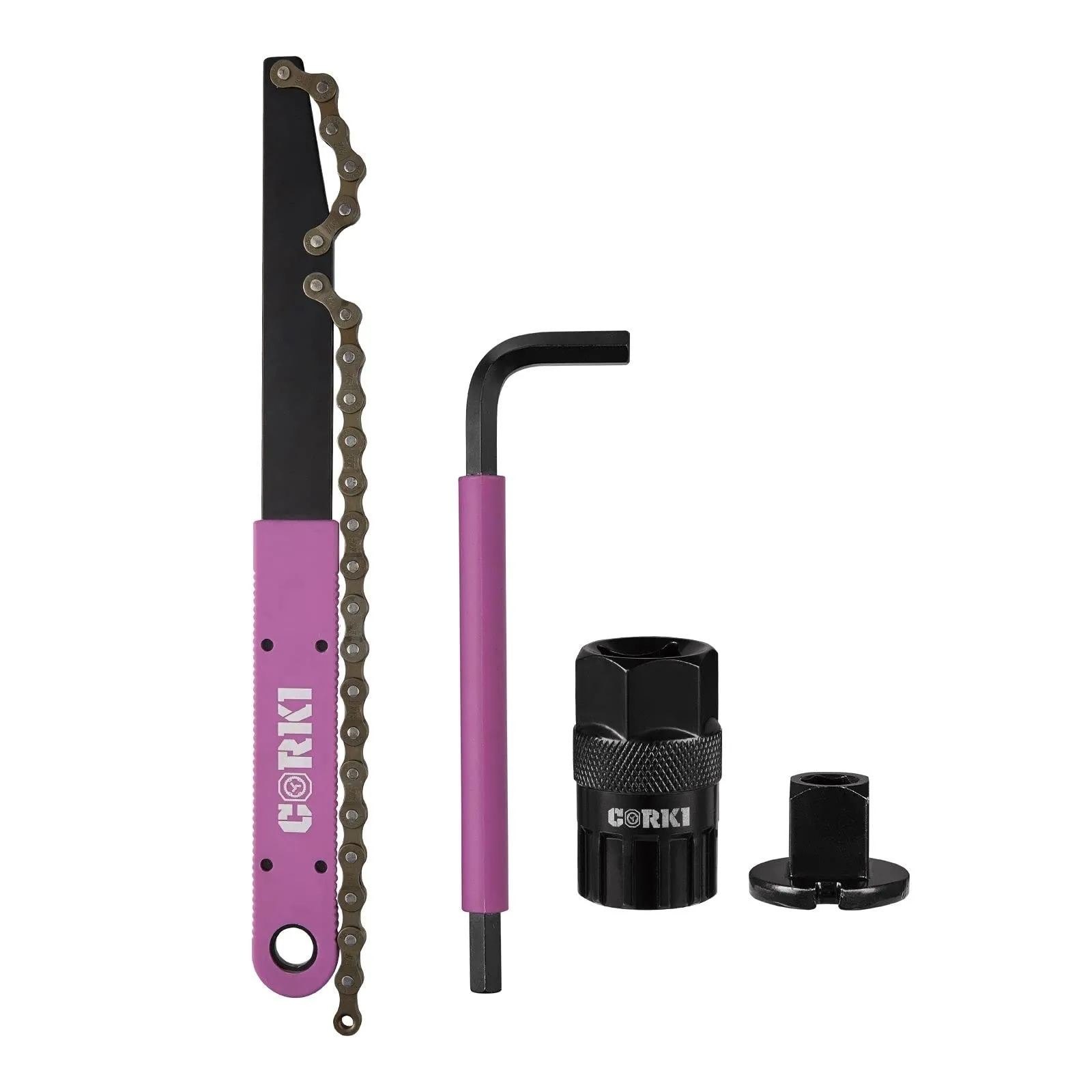 Corki Cycles Bike Chain Tools Kit - Rotor Lockring Remover & Chain Whip for Shimano 12-Speed Freewheels