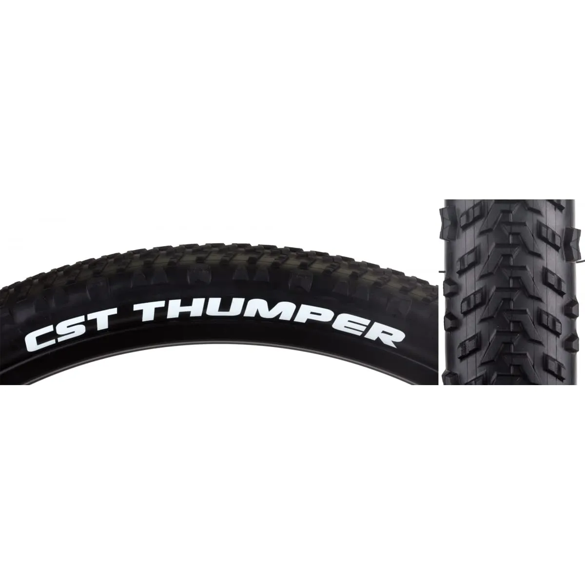 CST Premium Thumper Clincher Tire 26x2.1 Black - Versatile XC Tire for Tough Mountain Trails