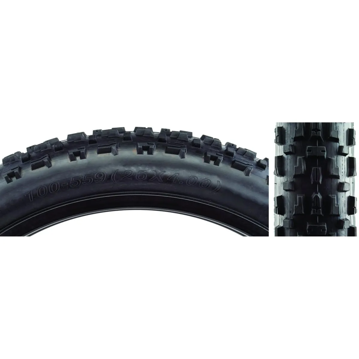 CST Toboggan Fat Tire 26 x 4 Clincher Wire Black for BMX and eBike - Non-Studded Design