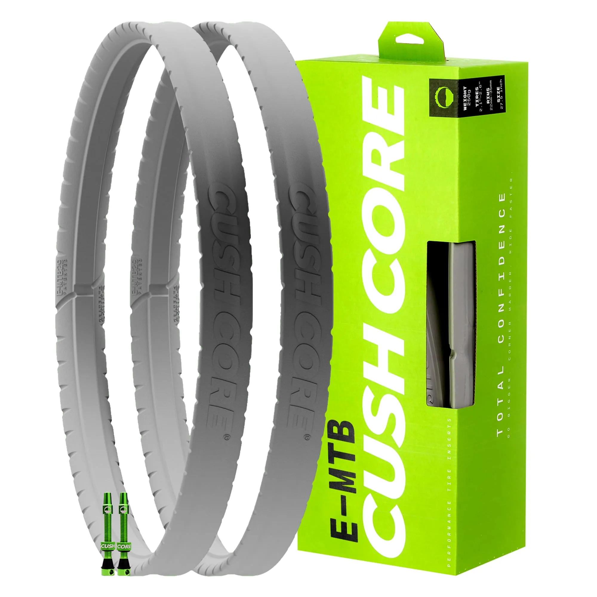 CushCore E-MTB Tire Insert Set for Mountain Bikes - Fits 2.3'-2.8' Tires, Includes Valves & Tools