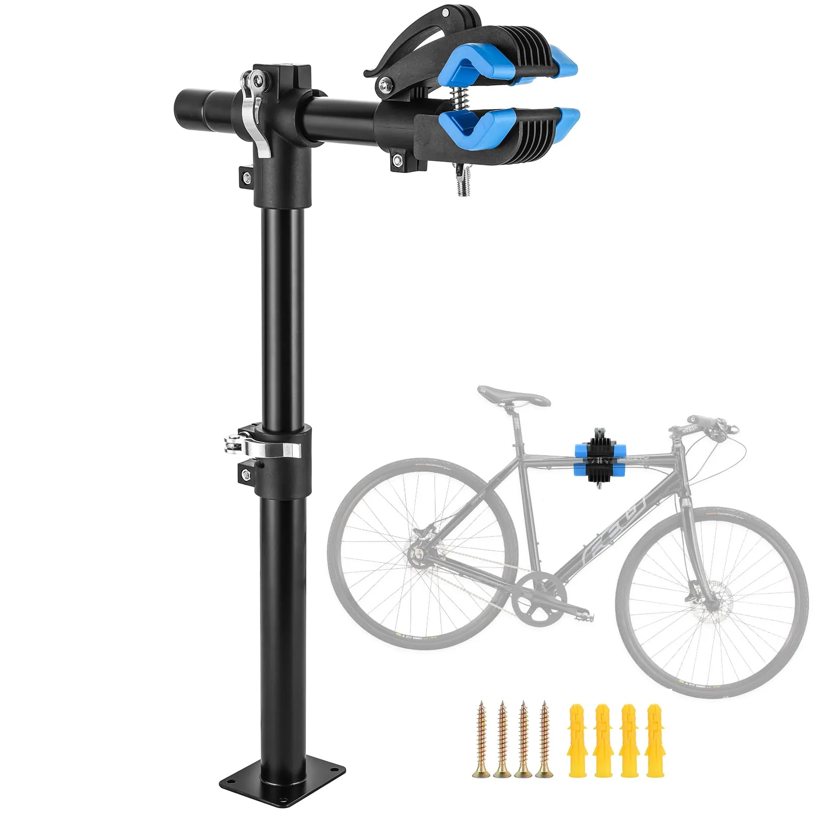 DASBET Adjustable Bike Repair Stand - Wall Mount Clamp for Road & Mountain Bikes - Blue