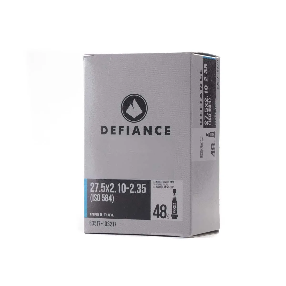 Defiance Bicycle Tube 27.5 x 2.10-2.35 Presta Valve 48mm Black - Durable & Quality Construction