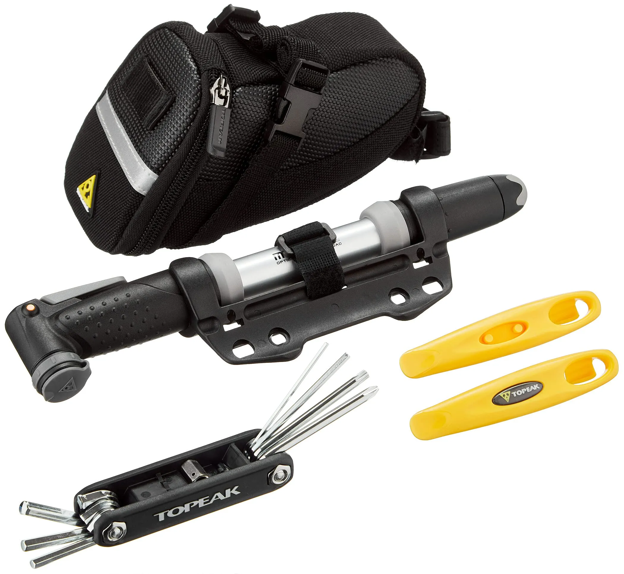 Deluxe Cycling Accessory Kit by Topeak - Mini Pump, Multi-Tool, Tyre Levers, Aero Wedge Pack