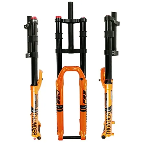 DH Bike Fork 26/27.5/29 Inch Downhill Suspension Fork - Adjustable Travel 160mm, Orange, 27.5'