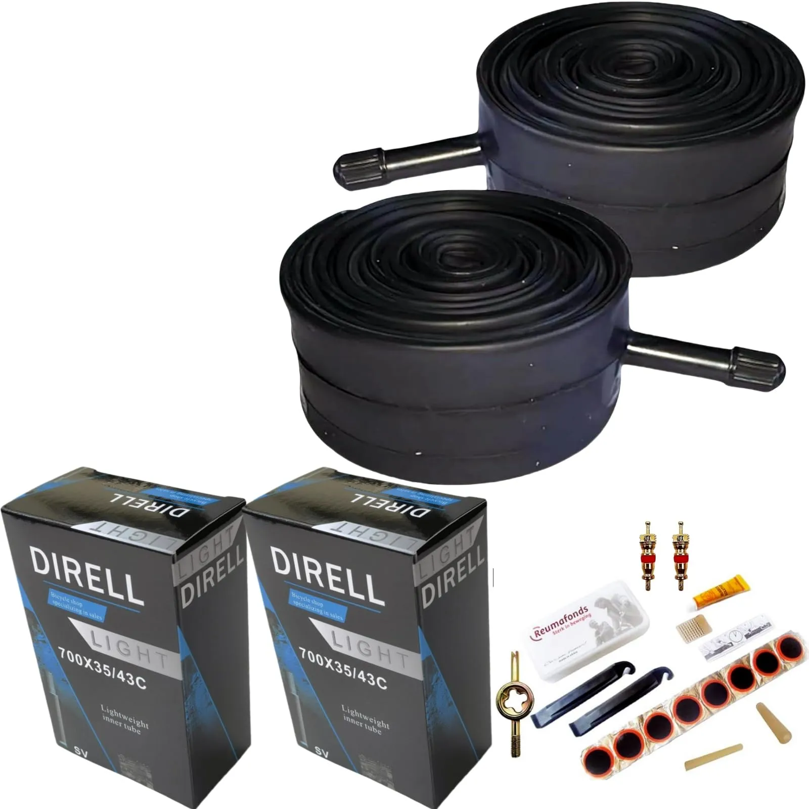 DIRELL 28' x 1-3/8' 700c Bike Tubes - AV 32mm Inner Tube for 700x35 to 700x43 Bicycle Tires