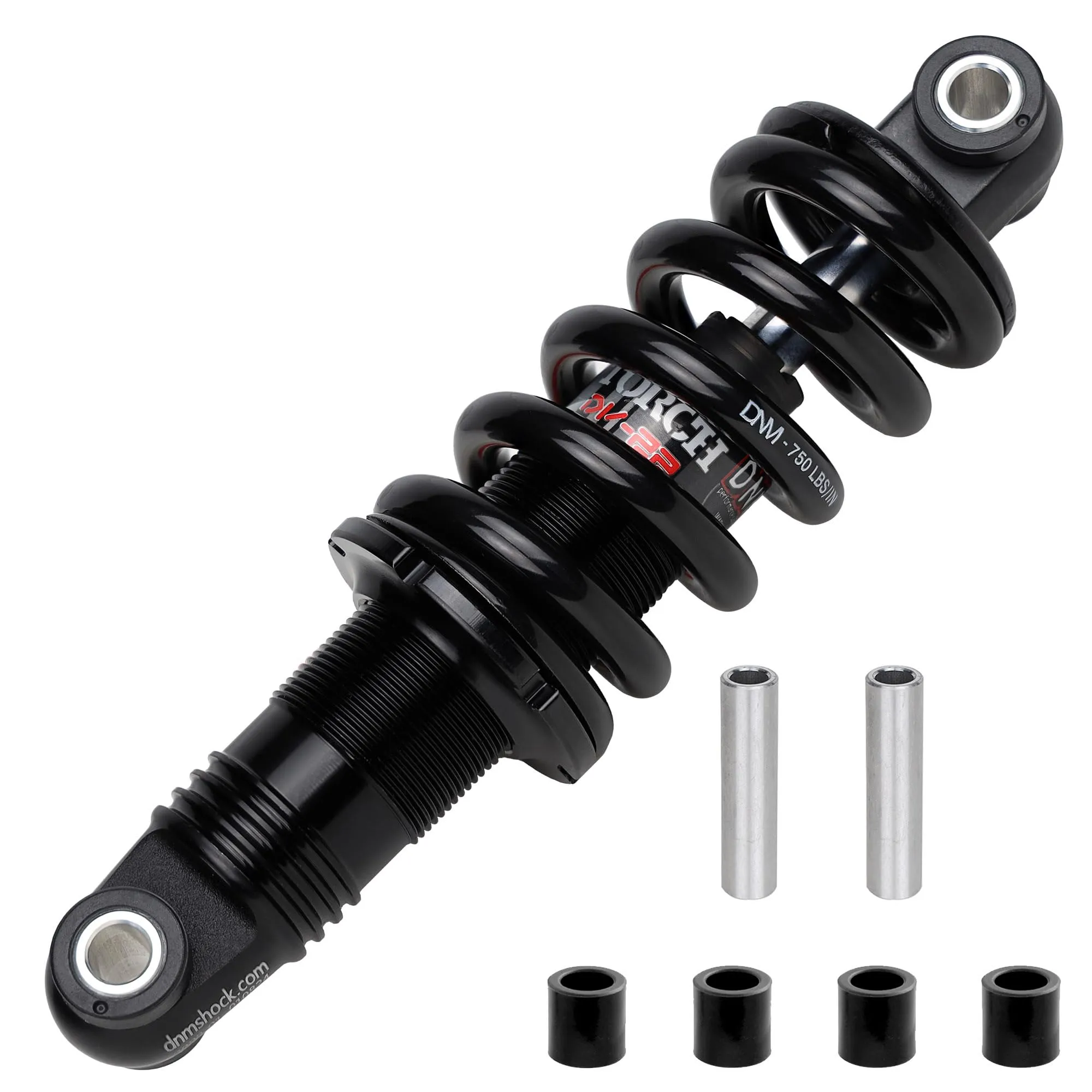 DNM Preload MTB Rear Suspension Shock Absorber AL 6061 Coil Spring 750 lbs Black 165mm