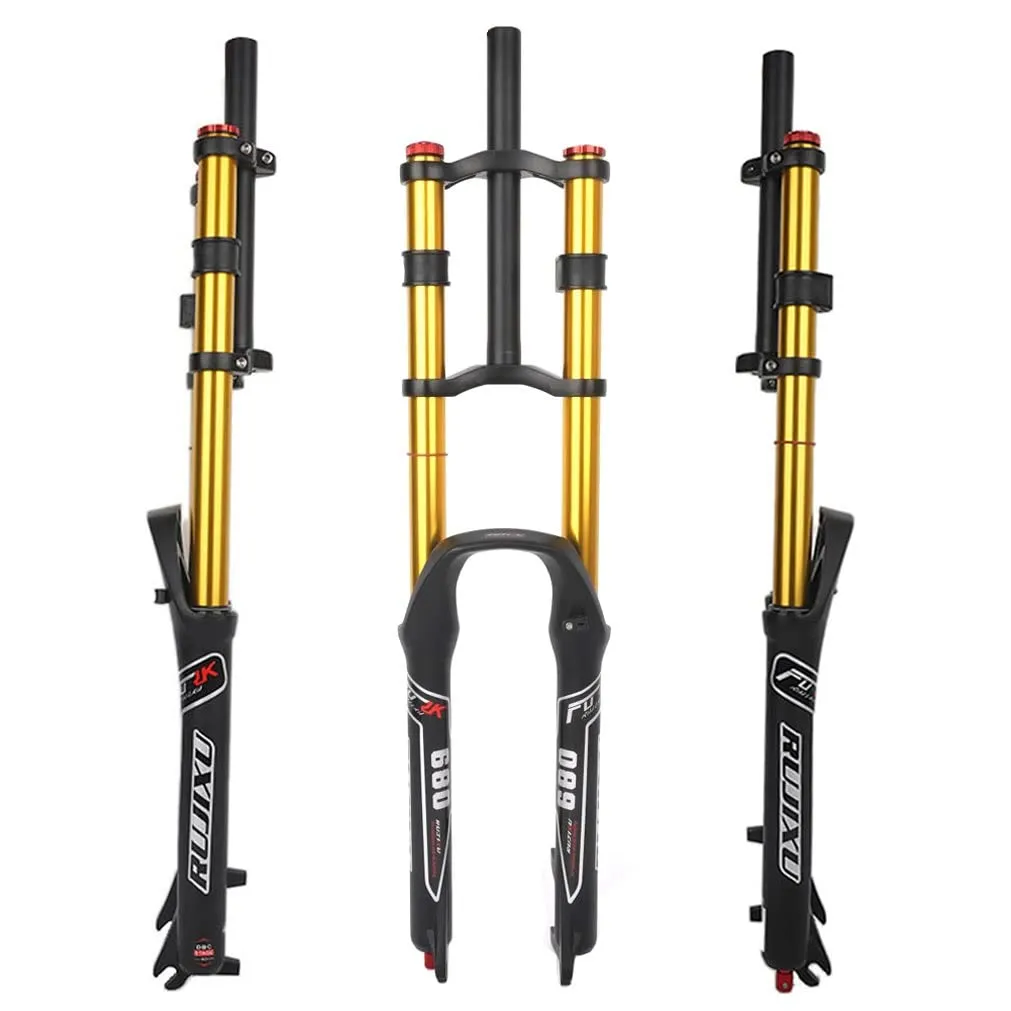 Downhill Mountain Bike Suspension Fork 26/27.5/29' Air Fork 130mm Travel Rebound Adjust Gold/Black