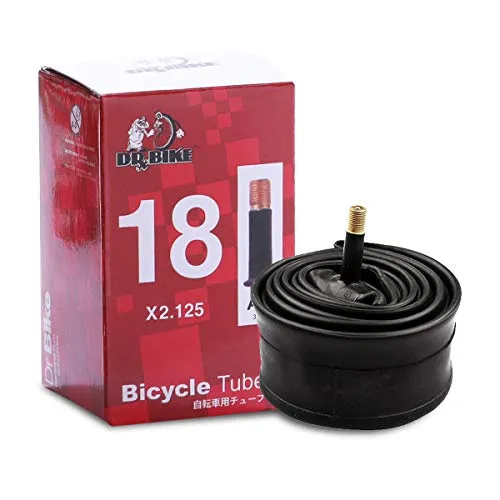 DRBIKE 18-Inch Bike Tube for Kids & Mountain Bikes, Solid Replacement with Schrader Valve, Butyl Rubber