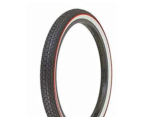 Duro 20 x 1.75 Bike Tire with Black/White Side Wall & Red Line for Lowrider Bicycles
