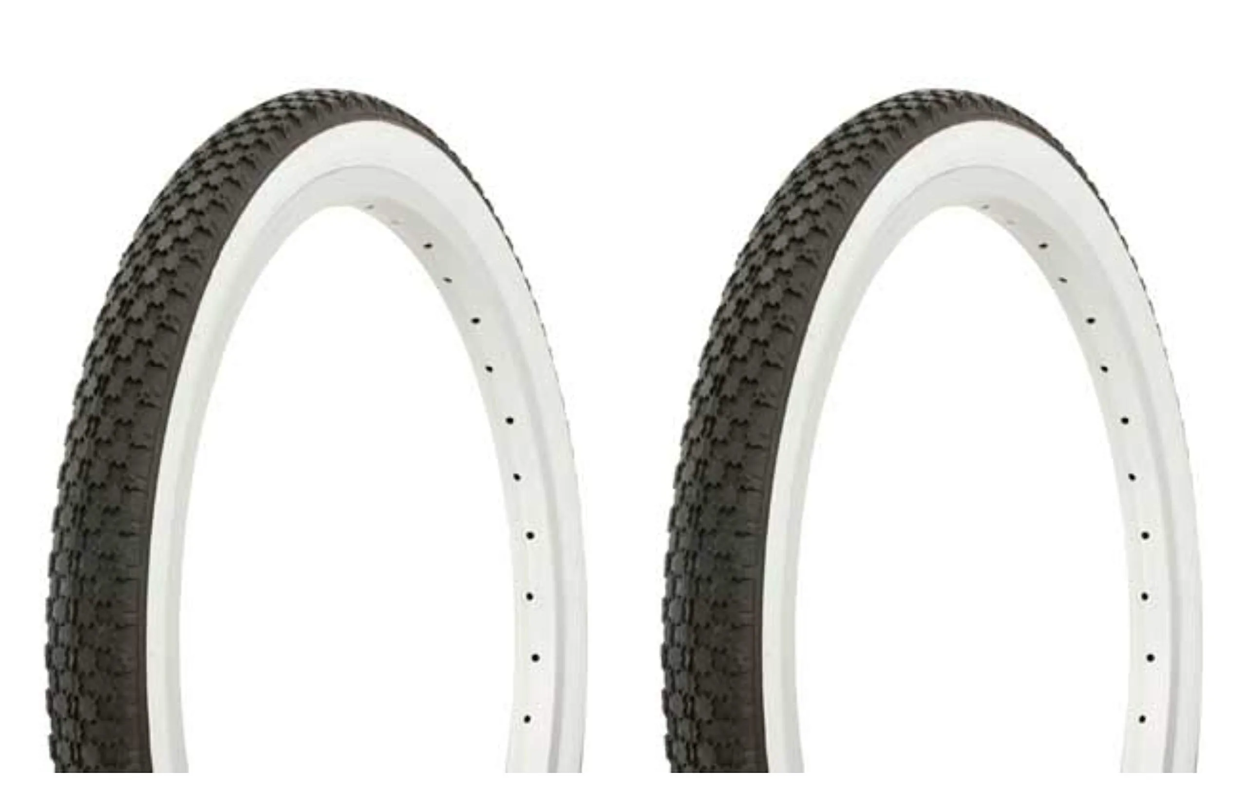 Duro 20' x 1.75' Black/White Side Wall Tire Set - 2 Lowrider & BMX Tires, HF-146, 50 PSI