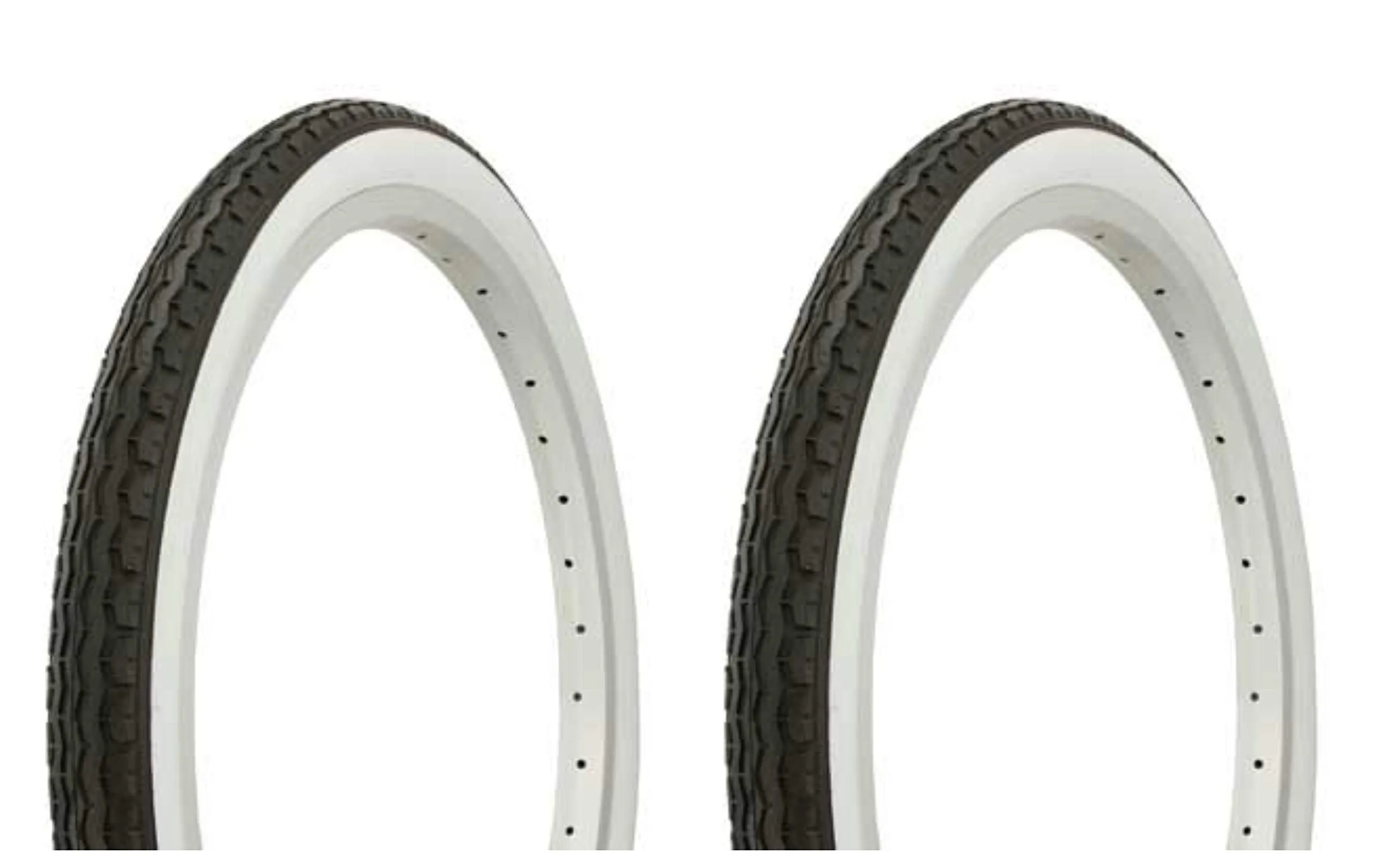 Duro 20' x 1.75' Lowrider Bike Tires - 2 Pack Black/White Side Wall for BMX & Chopper Bikes