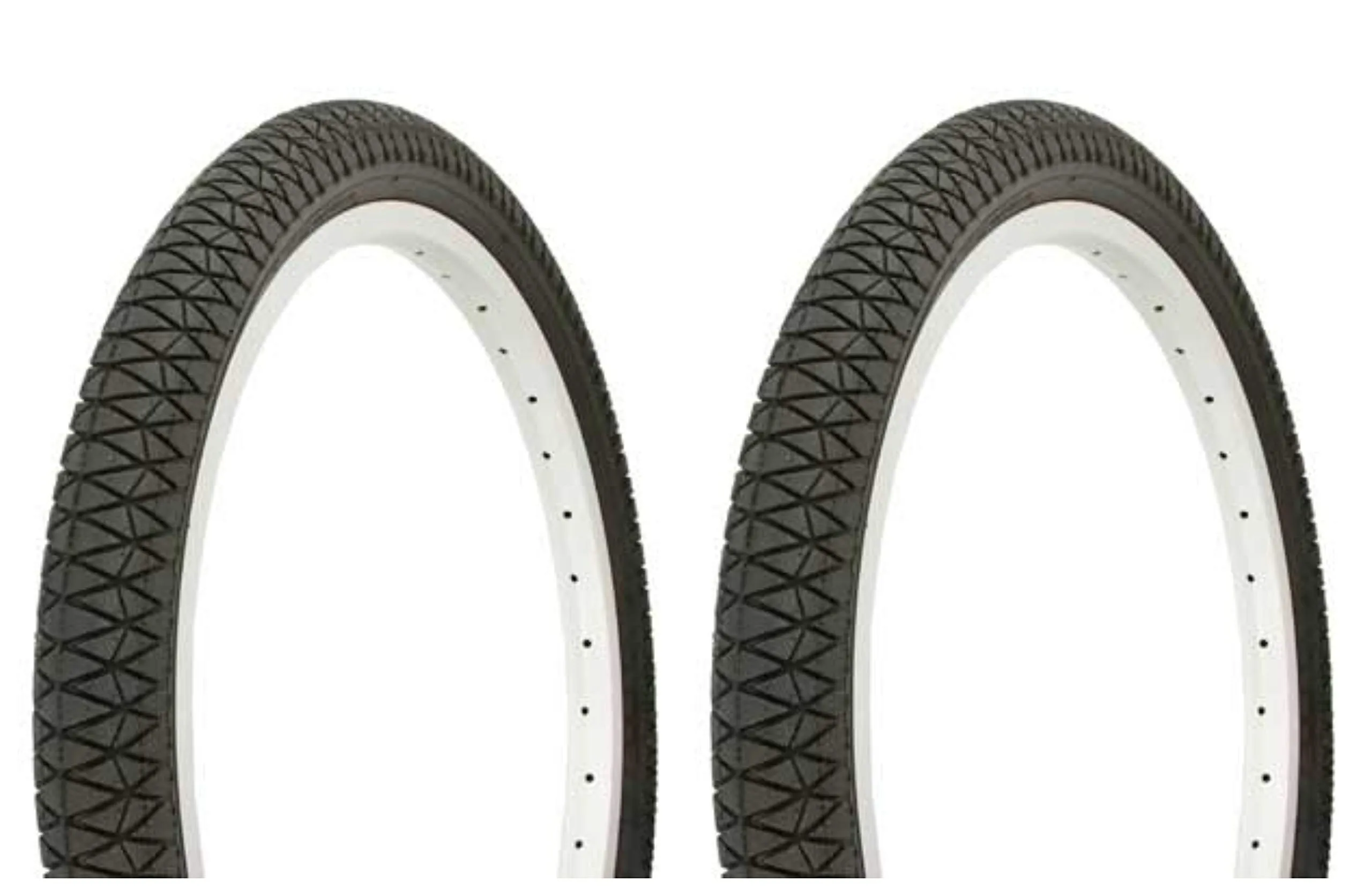 Duro 20' x 1.95' Lowrider Bike Tire Set - 2 Black Side Wall Tires for BMX & Cruiser Bikes