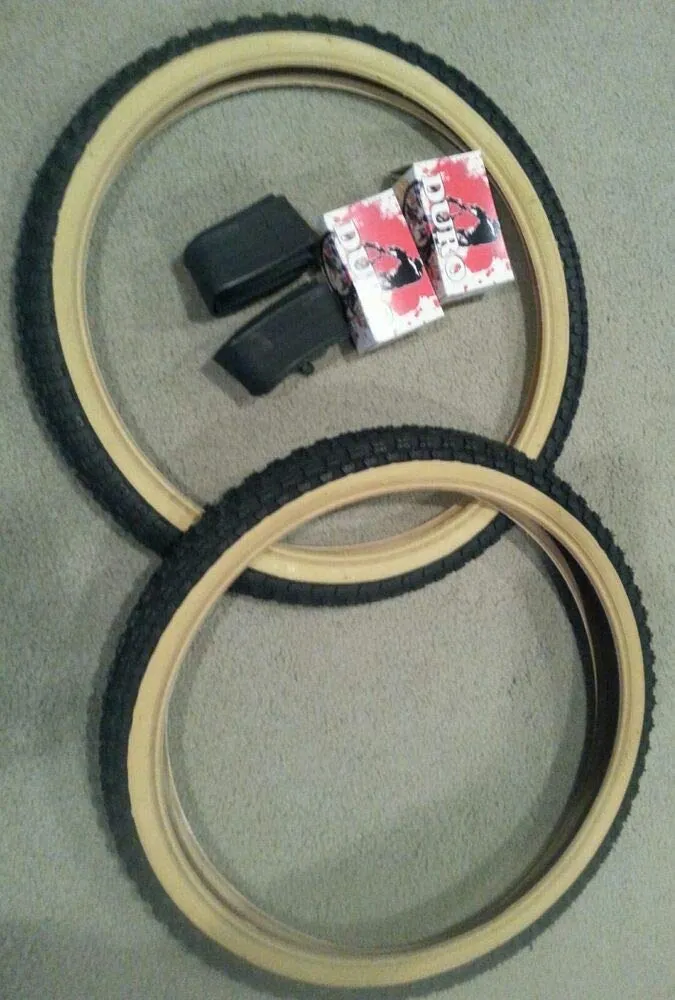 Duro 20x1.75 BMX Bicycle Tires with Black GUMWALLS & 2 Tubes - Old School BMX Bike Accessories