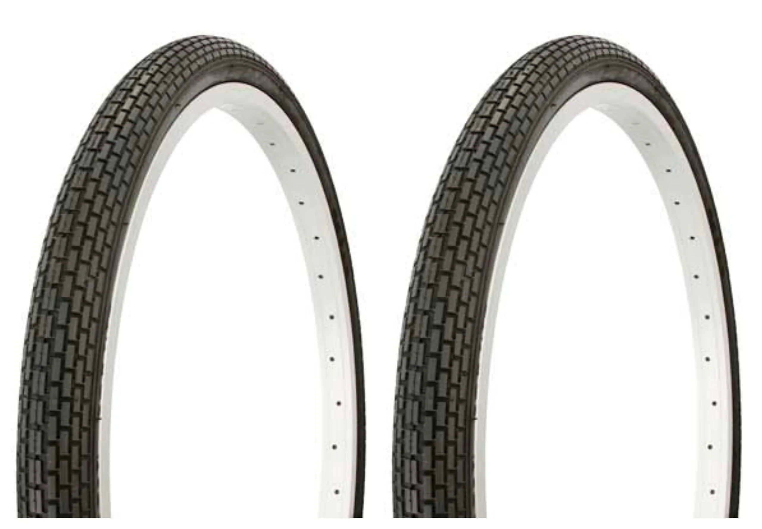 Duro 24' x 1.75' Black Lowrider Bike Tire Set - 2 Beach Cruiser Tires for Smooth Rides