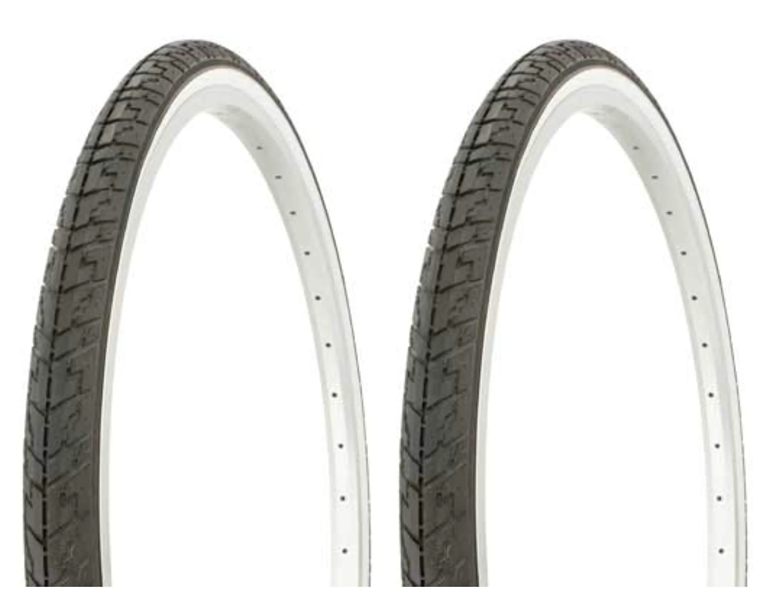 Duro 24' x 1 3/8' Black/White Side Wall Lowrider Bicycle Tire Set - 2 Beach Cruiser Tires