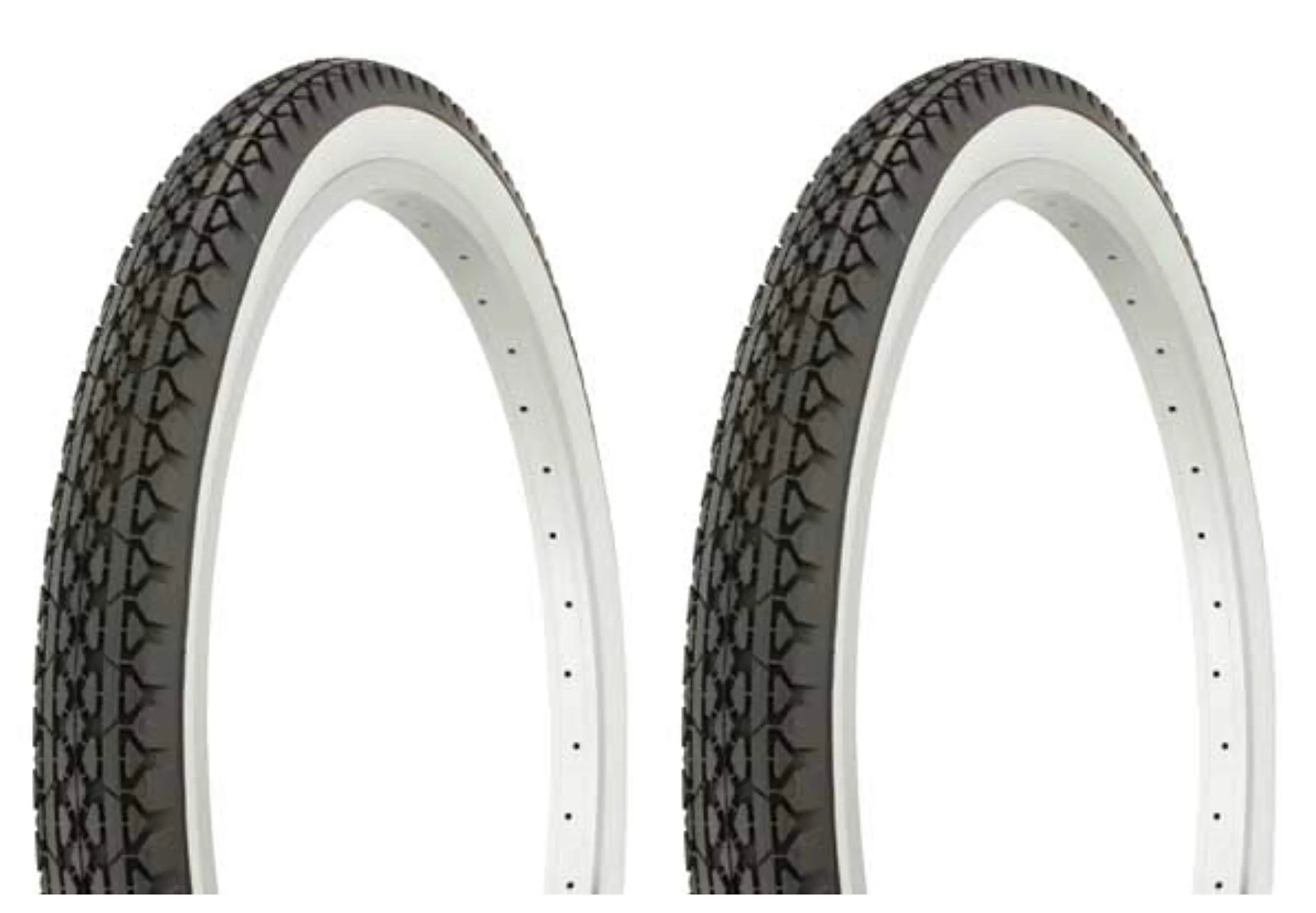 Duro 24' x 2.125' Black/White Side Wall HF-133 Tire Set for Beach & Chopper Bikes - 2 Tires