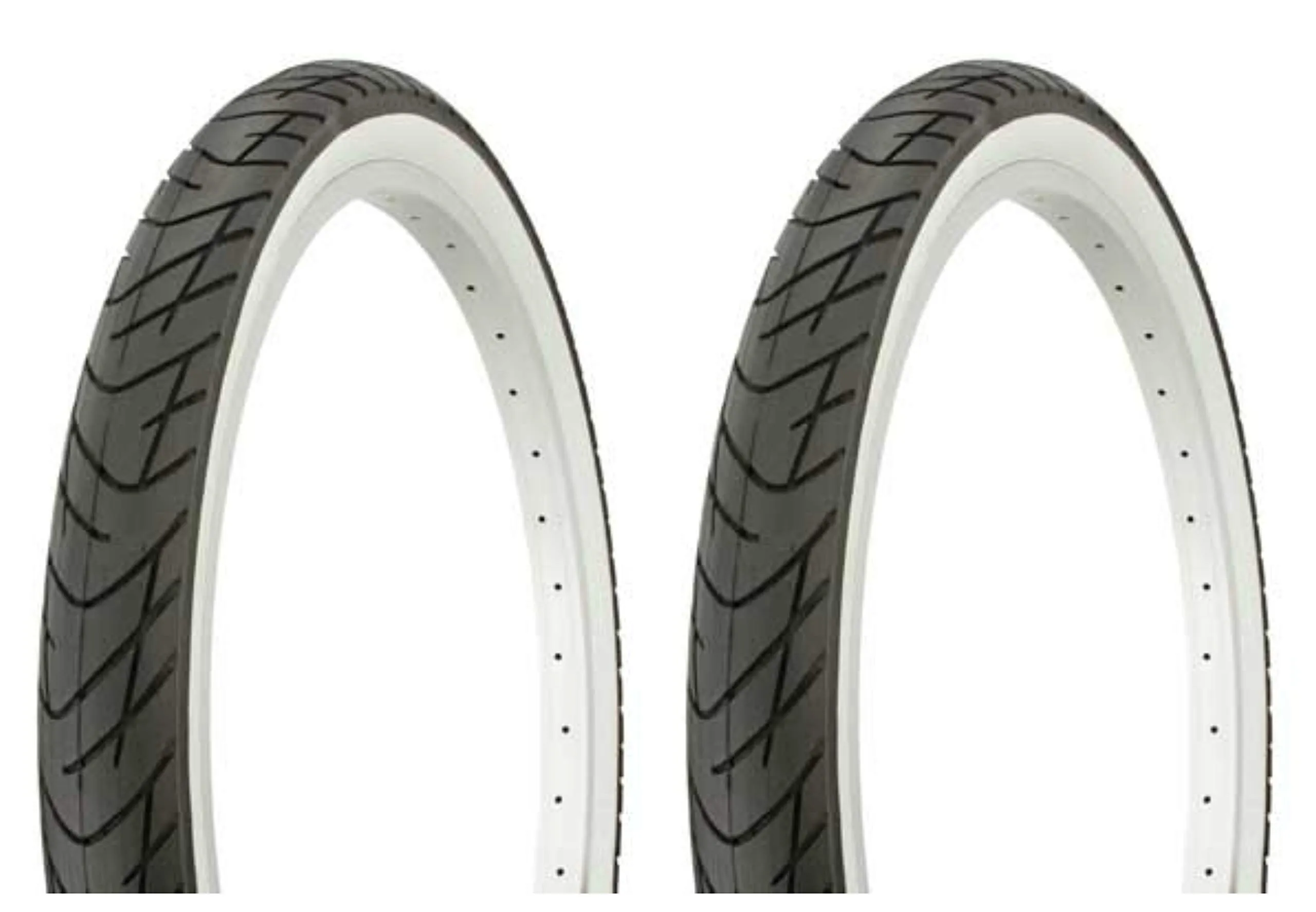 Duro 24' x 2.125' Black/White Side Wall Tire Set - 2 Lowrider & Beach Cruiser Bike Tires