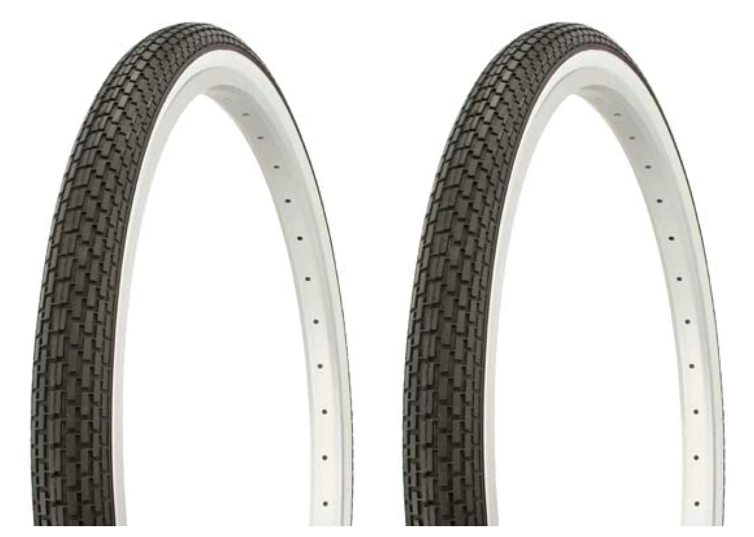 Duro 26' x 1.75' Black/White Side Wall HF-120A Bicycle Tire Set - 2 Beach Cruiser Tires