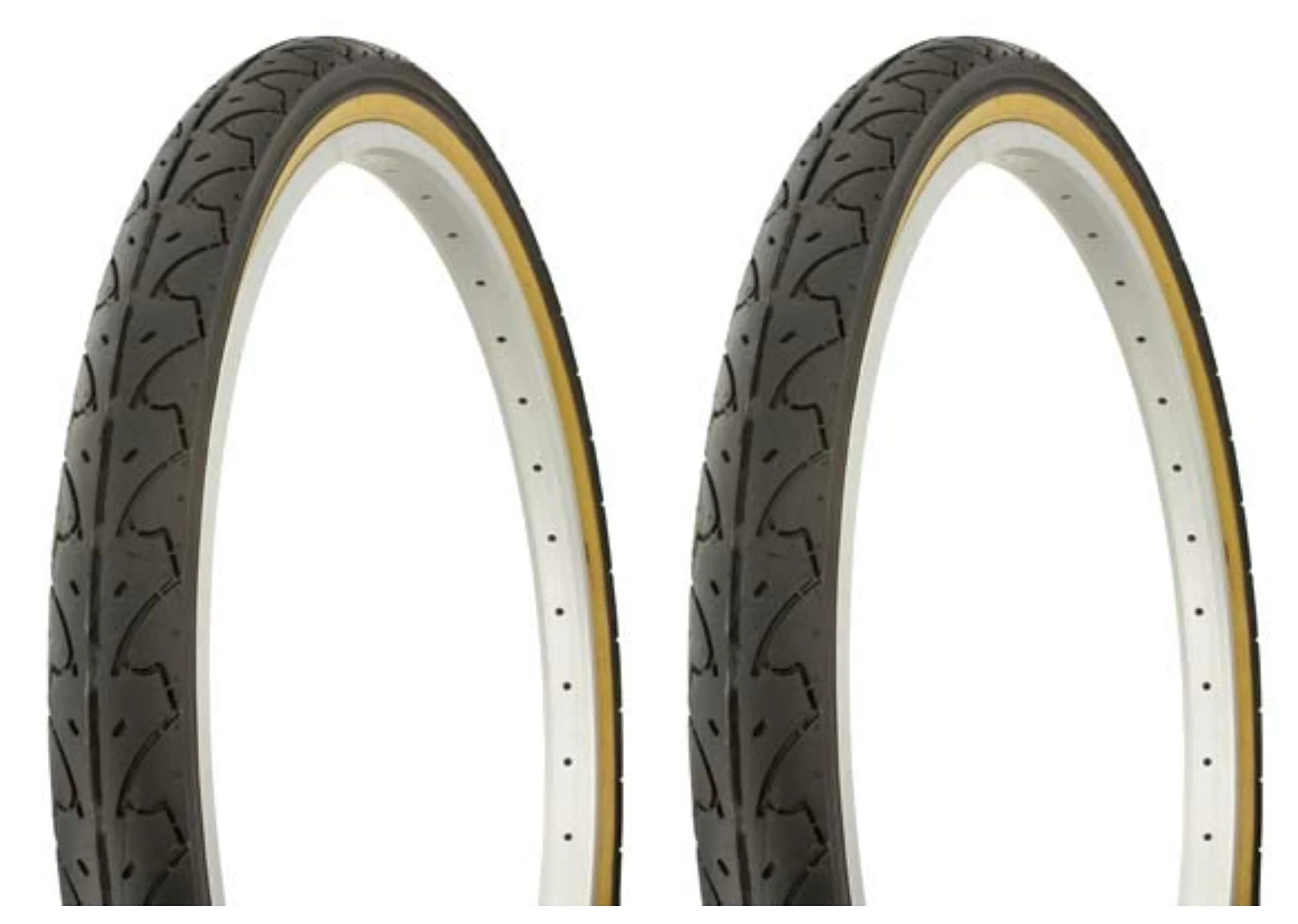 Duro 26' x 1.95' Black/Gum Side Wall Tires for Beach Cruiser & Chopper Bikes - Set of 2